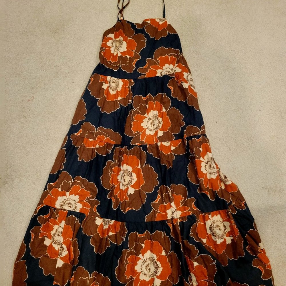 Gap NWT Brown Floral Print Dress Petite Large